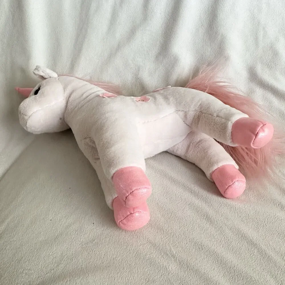 FAO Schwarz Unicorn Horse Plush White Pink Flowers 12” Stuffed Animal Pony 2022